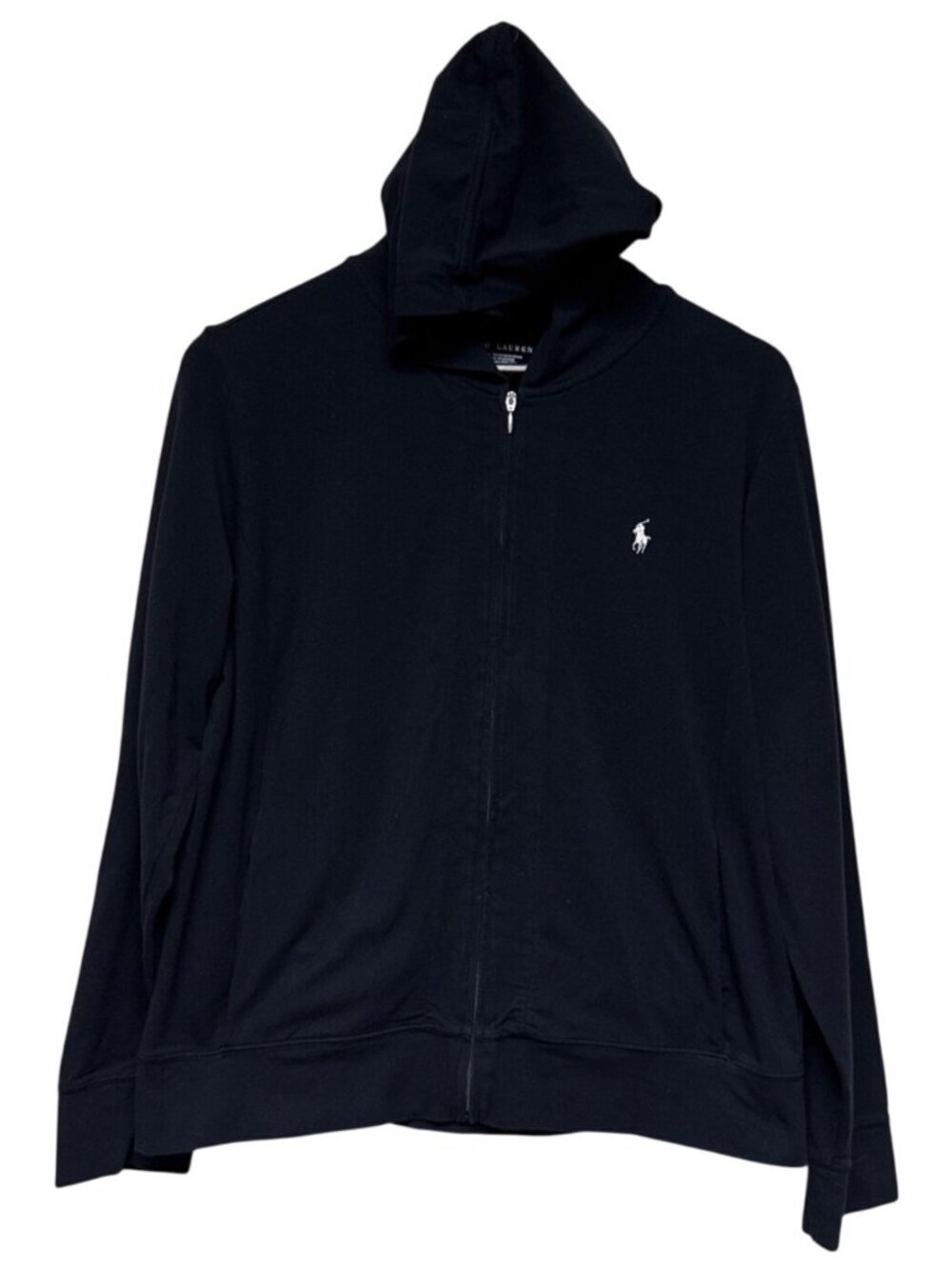 Ralph Lauren Hoodie Sweatshirt Frull Zip Hooded Black Pony Medium Athleisure